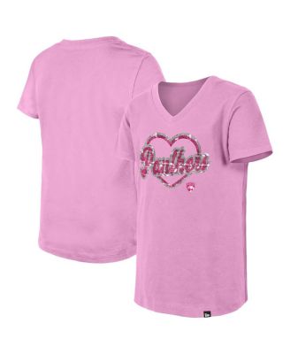 New Era - Big Girls Pink Florida Panthers Flip Sequin V-Neck T-Shirt