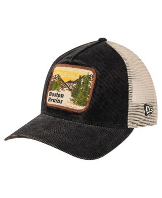 Men's Black/Cream Boston Bruins Vintage Landscape 9TWENTY A-Frame Adjustable Trucker Hat