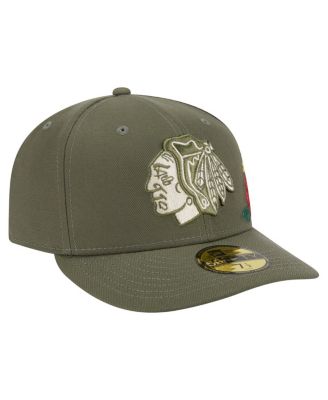 Men's Olive Chicago Blackhawks Tonal Florals 59FIFTY Fitted Hat