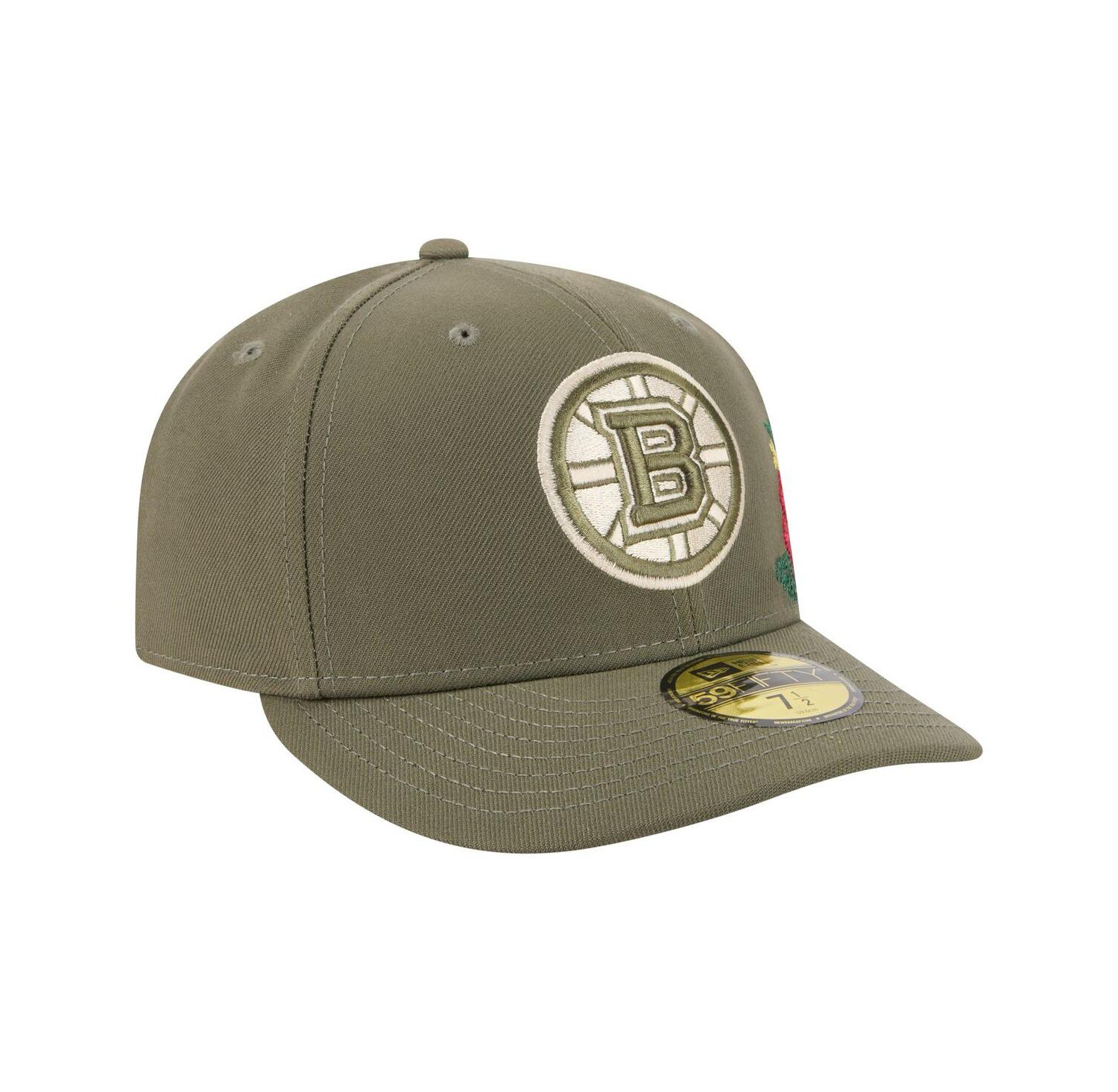 Men's Olive Boston Bruins Tonal Florals 59FIFTY Fitted Hat