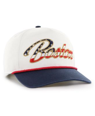 Men's White Boston Red Sox Patriotic Overhand Hitch Adjustable Hat