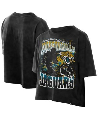 New Era - Women's Black Jacksonville Jaguars Cropped Boxy Sport Classics Mineral Wash T-Shirt