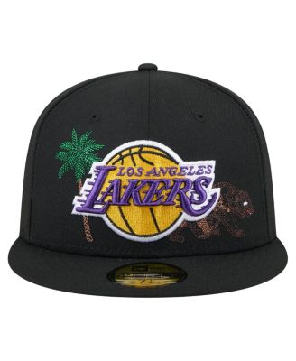 Men's Black Los Angeles Lakers State Stitch 59FIFTY Fitted Hat