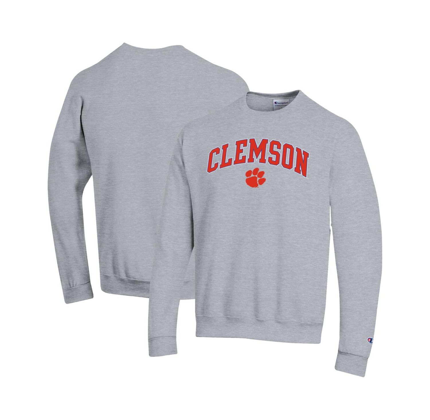 Men's Purple Clemson Tigers Arch Over Logo Pullover Sweatshirt