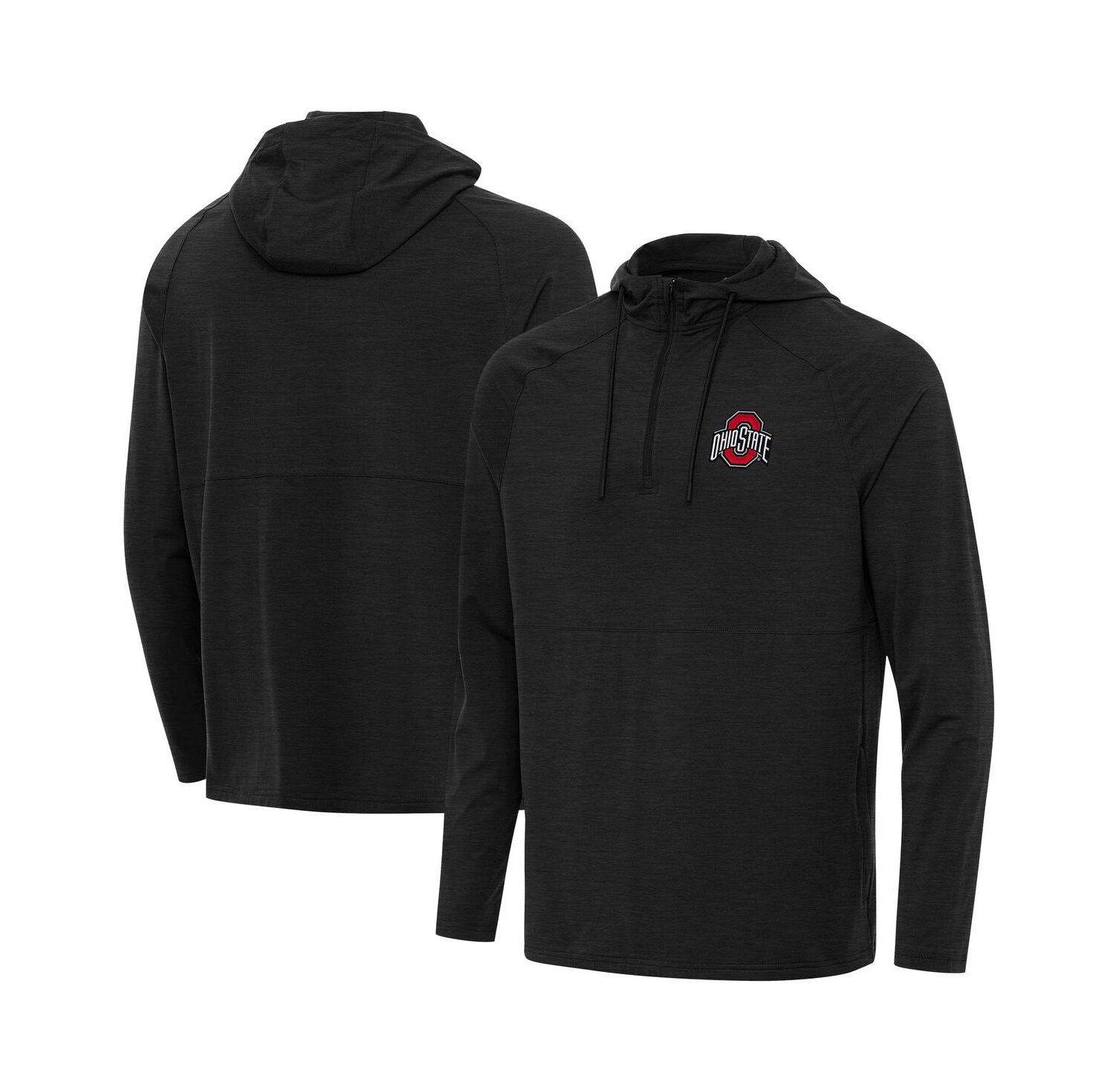 Men's Heather Black Ohio State Buckeyes Spikes Quarter-Zip Hoodie