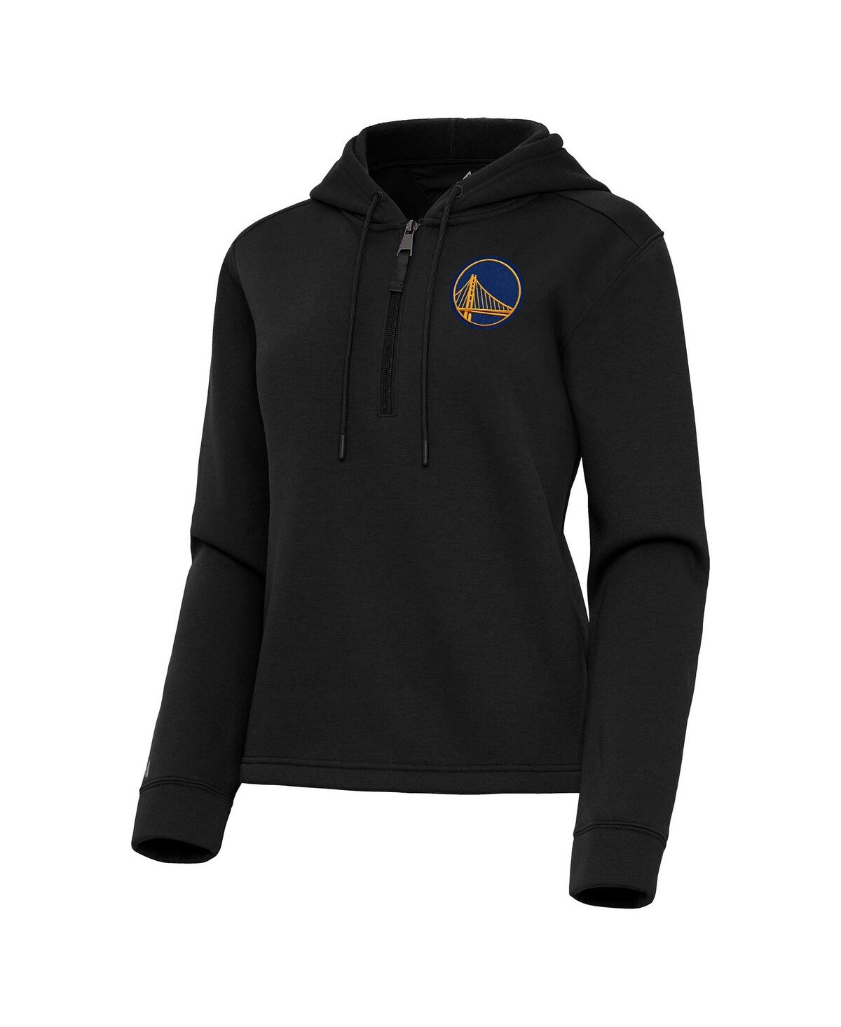 Women's Black Golden State Warriors Contemporary Quarter-Zip Hoodie - Black