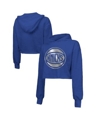 Majestic - Women's Royal New York Knicks Tri-Blend Cropped Pullover Hoodie