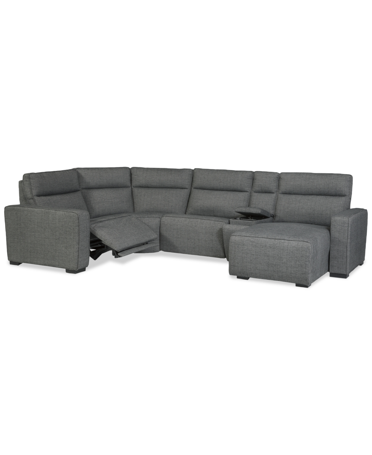 Macy's Miren 5-pc. Fabric Sectional With 2 Power Headrest Recliners With Console, Exclusively At  In Gray