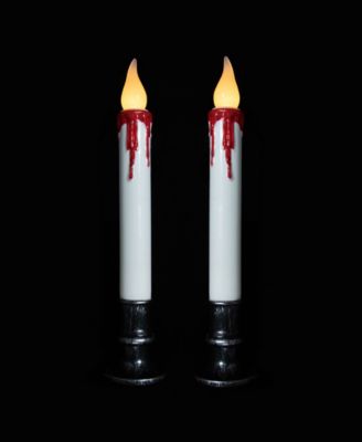 LED Dripping Blood Halloween Taper Candles with Timer, Set of 2