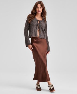 Women's Pointelle Tie-Front Cardigan, Exclusively at Macy's