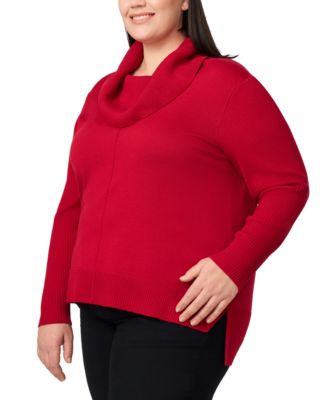 Plus Size Cowlneck High-Low Sweater