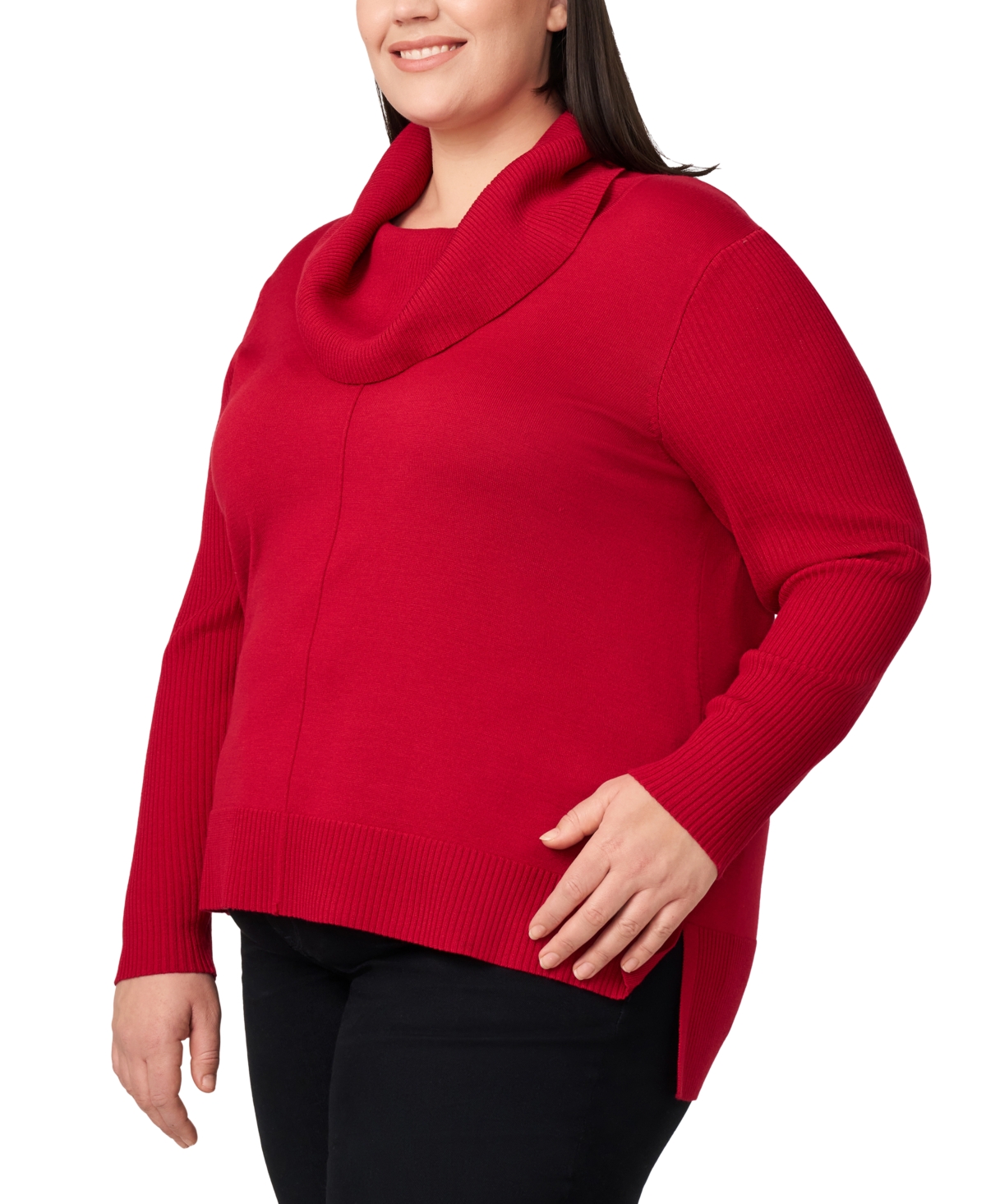 Melissa Paige Plus Size Cowlneck High-Low Sweater