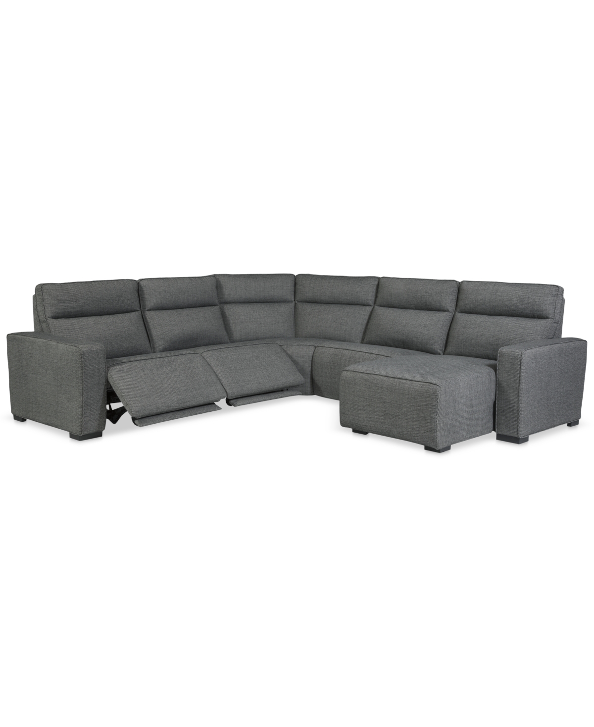 Macy's Miren 5-pc. Fabric Chaise Sectional With 2 Power Headrest Recliners, Exclusively At  In Gray