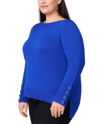 Plus Size Button-Cuff Boat-Beck Sweater