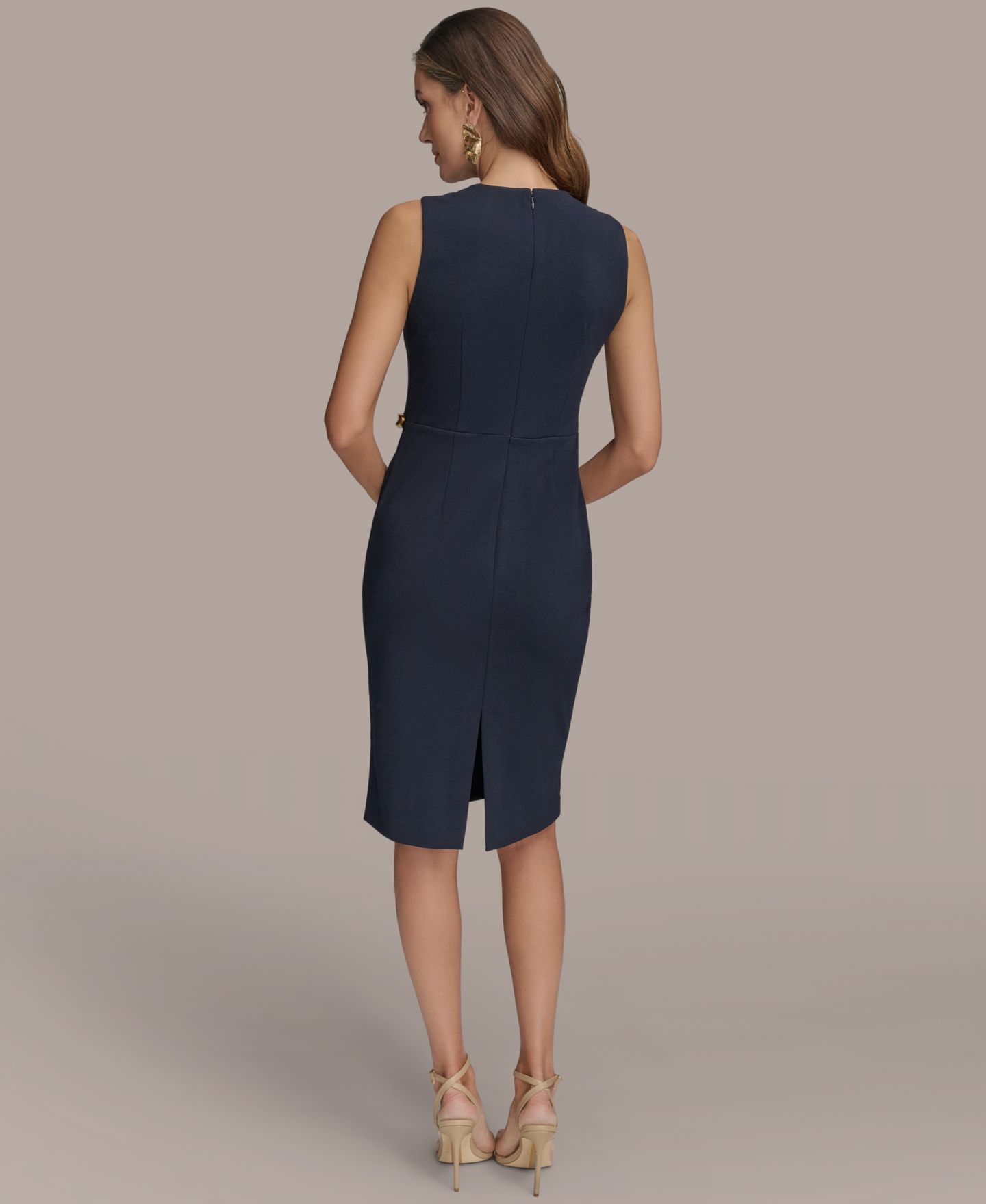 Женское платье Donna Karan New York Sleeveless Pleated Midi Sheath, цвет: Индиго — фото 6