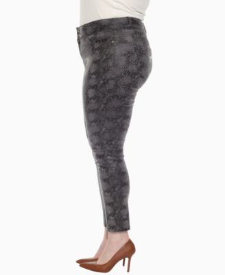 Plus Size Faux Suede Snake Print Pants