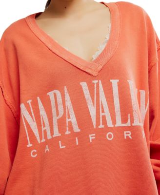 Women's Drop-Shoulder V-Neck Graphic Top 