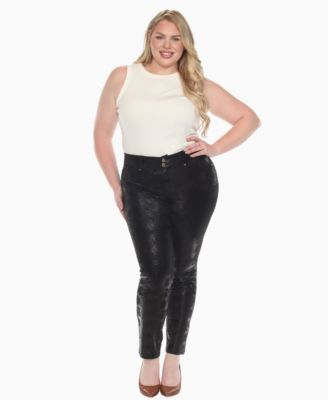 Plus Size Faux Suede Snake Print Pants