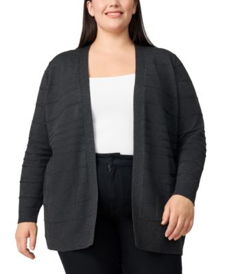 Plus Size Textured Stripe Cardigan Sweater
