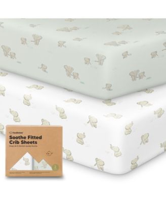 2pk Soothe Fitted Crib Sheets Neutral, Baby Crib Sheets, Fits Standard Nursery Baby Mattress