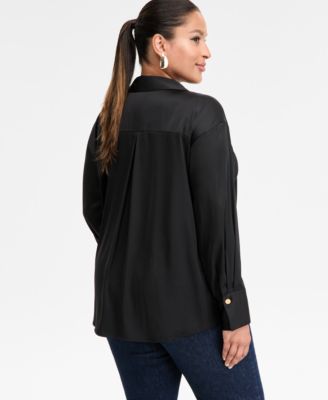 Plus Size Satin Silky Shirt, Macy's Exclusive