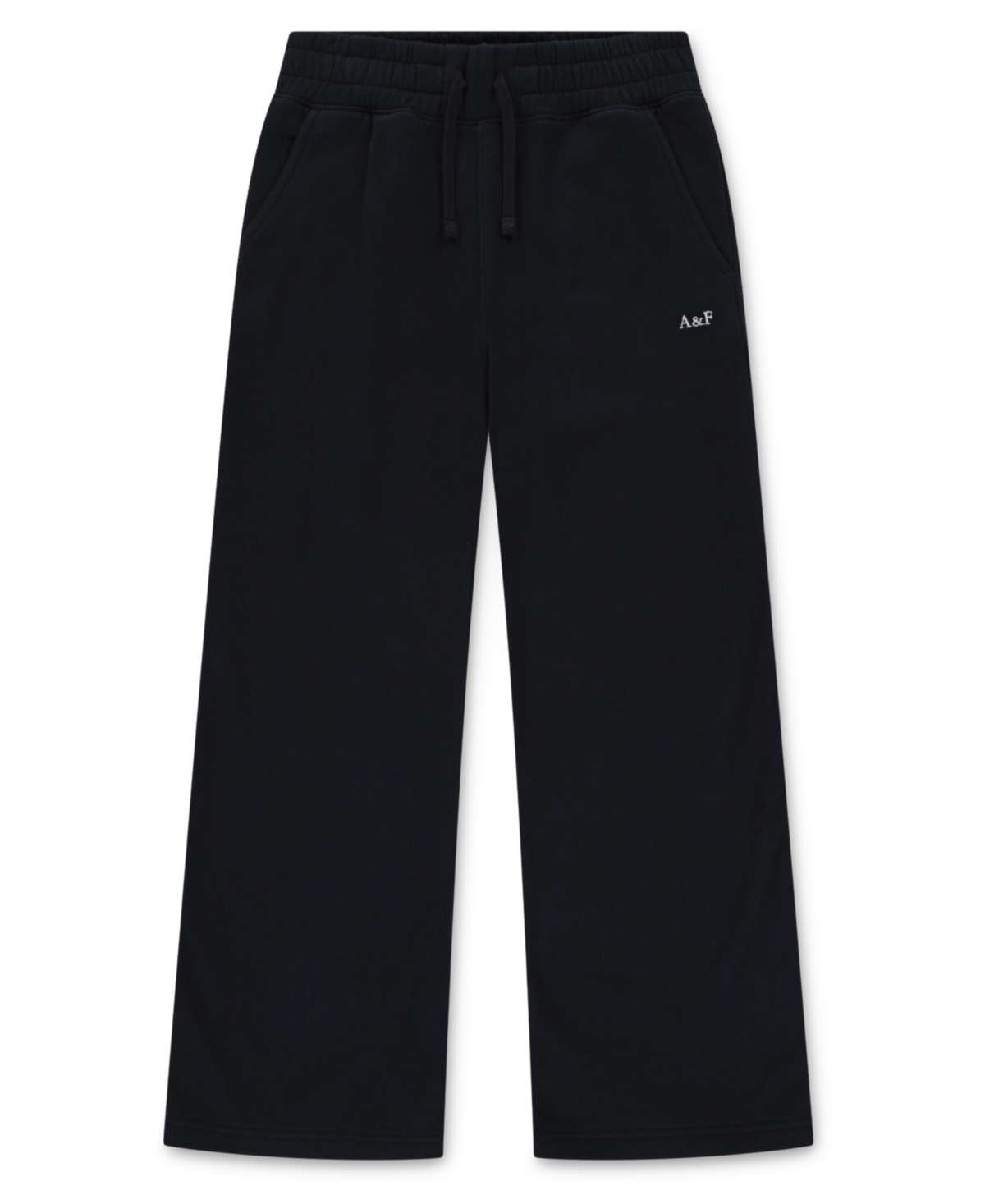 Abercrombie Girls Essential Fleece Wide-leg Pants In Black