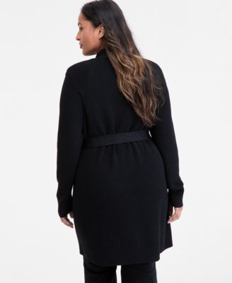 Plus Size Metallic Double-Breasted Cardigan