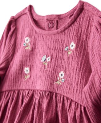 Baby Girls Embroidered Floral Bodysuit Dress