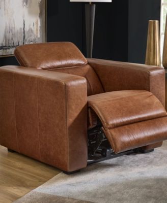 Austin 42" Chestnut Leather Power Recliner with Power Headrest