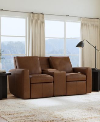 Aria 75" Sedona Leather Power Reclining Loveseat with Console