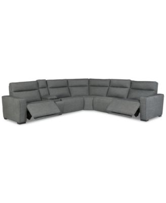 Miren 6-Pc. Fabric Sectional with 3 Power Headrest Recliners with Console, Exclusively at Macy's