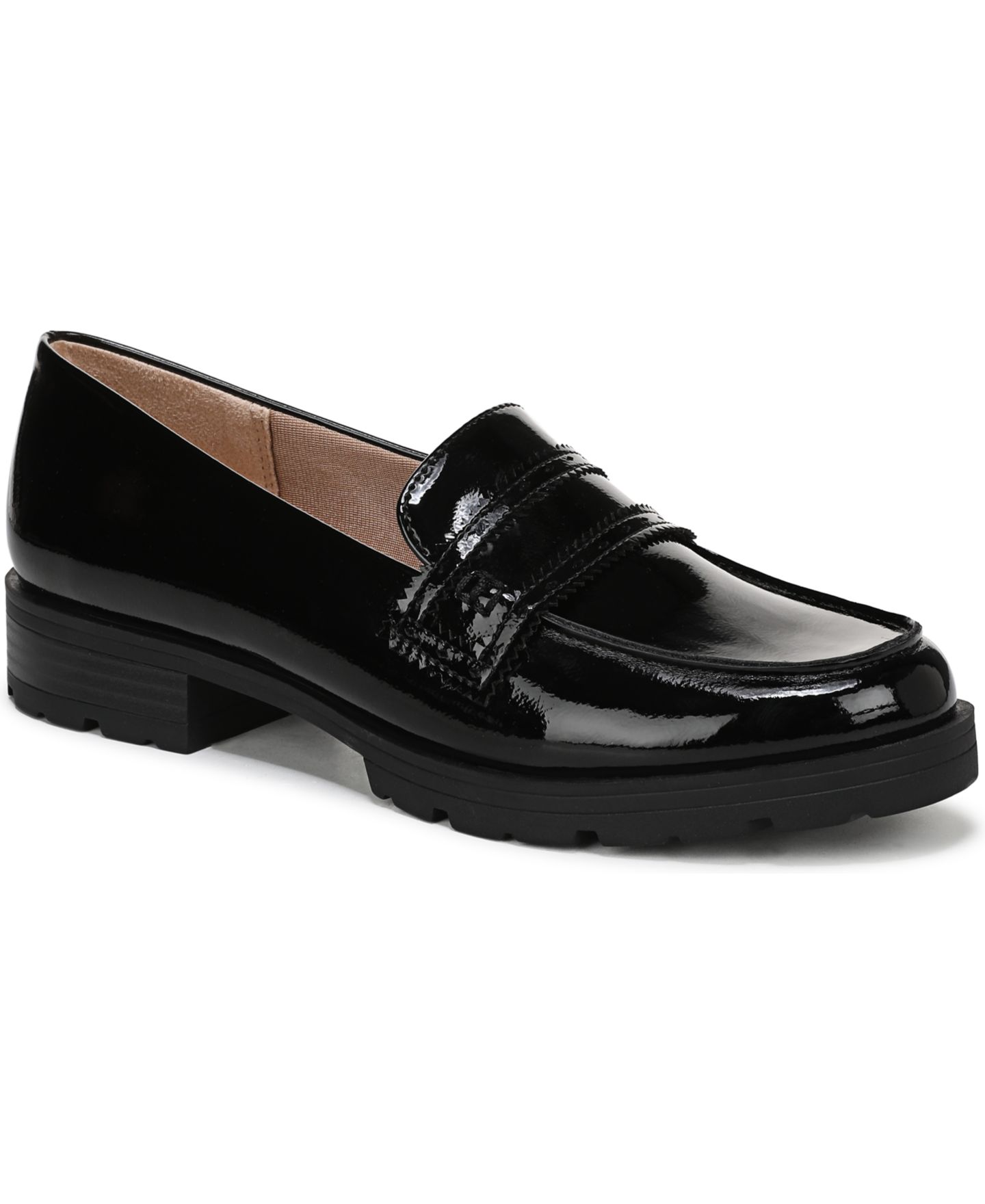 Женские туфли LifeStride London Lug Sole Penny, цвет: Чёрный искусственная лаковая кожа — фото 1