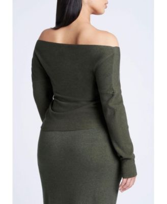 Women's Plus Size Wrap Front Cropped Sweater