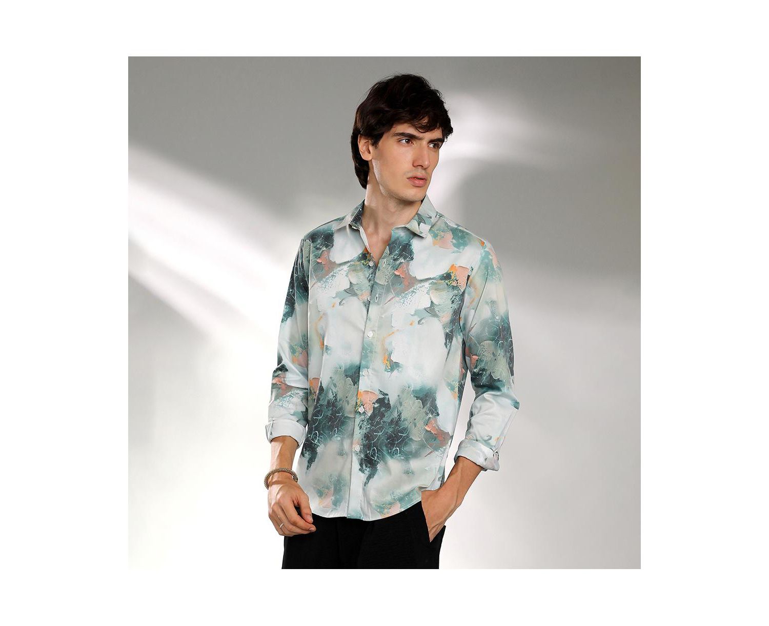 Men's Jungle Green Faded Bloom Shirt