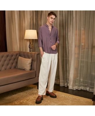 Men's Grape Purple Breezy Wrinked Relaxed Shirt