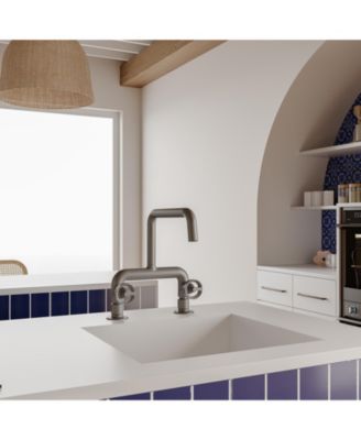 2-Handle 2 Holes Deck Mount Modern Kitchen Faucet With 360 ° Swivel Spout