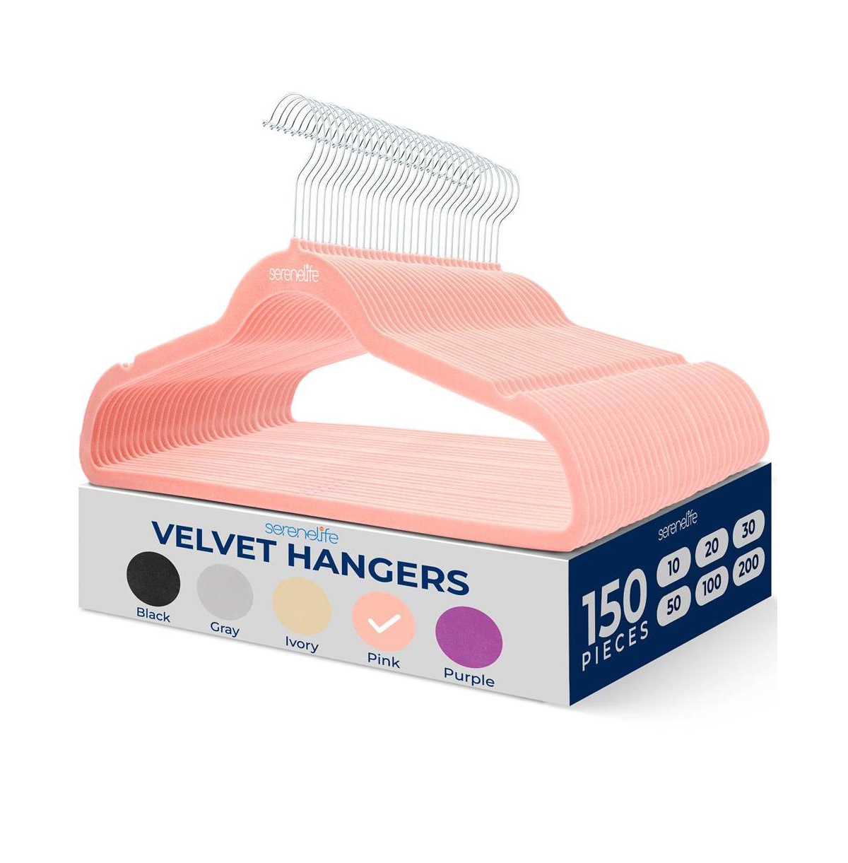 150-Pack Velvet Hangers &#x2013; Ultra-Thin Space Saving Pink Clothes Hangers with 360&#xB0; Swivel Hooks, Non-Slip Heavy Duty Design for C