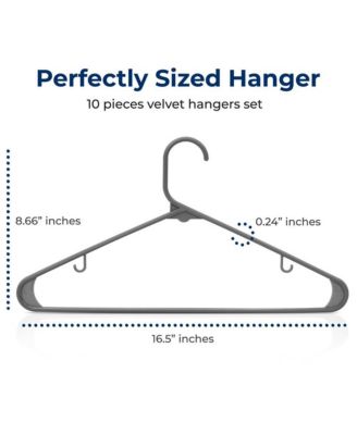 10 Pcs. Plastic Hangers - Non-Slip, Sturdy, and Heavy Duty Coat Set with 360&amp;#xB0; Swivel Hook for Clothes (Grey)