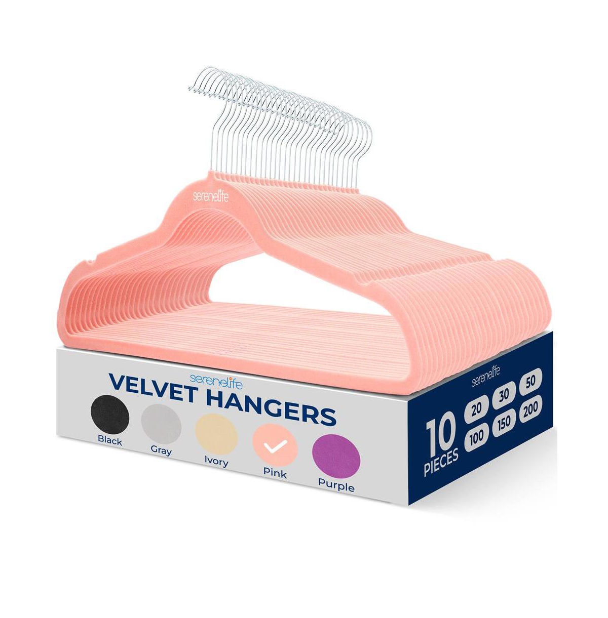 10 Pcs. Velvet Hangers - Non-Slip, Sturdy, and Heavy Duty Coat Set with 360&#xB0; Swivel Hook for Clothes (Pink) - Pink