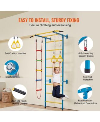 Toddler 5 in 1 Steel Indoor Wall Gym with Climbing Toys Ladder and Swing Set