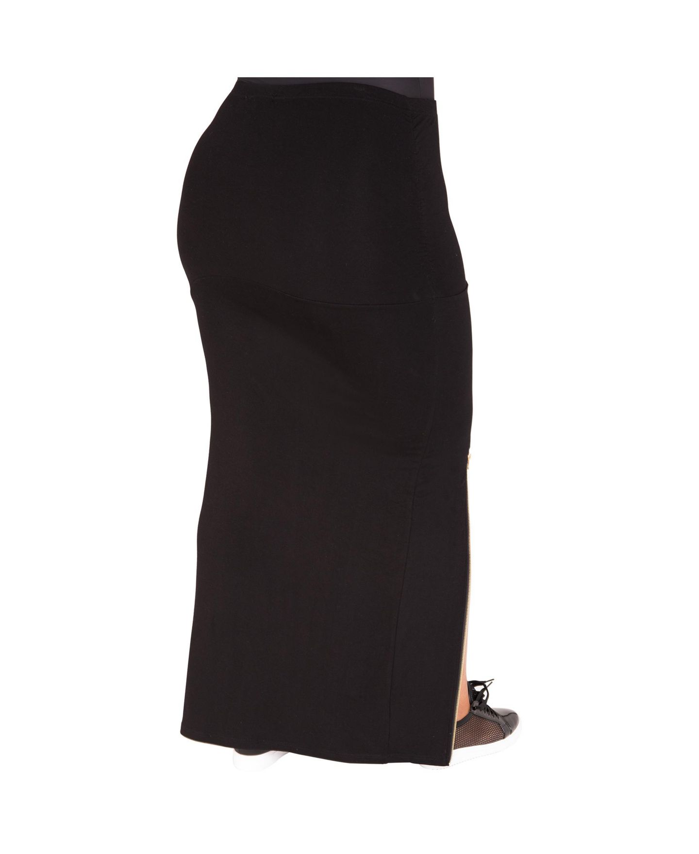Женская юбка Poetic Justice Plus Size Zip-Up Slits Maxi, цвет: Чёрный — фото 2