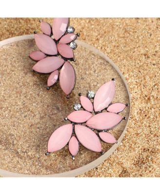 Women's Pink  Embellished Cluster Stud Earrings