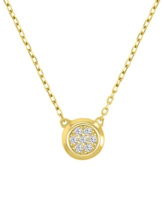 Cubic Zirconia Pav&eacute; Circle Disc Pendant Necklace in 14k Gold-Plated Sterling Silver, 18"