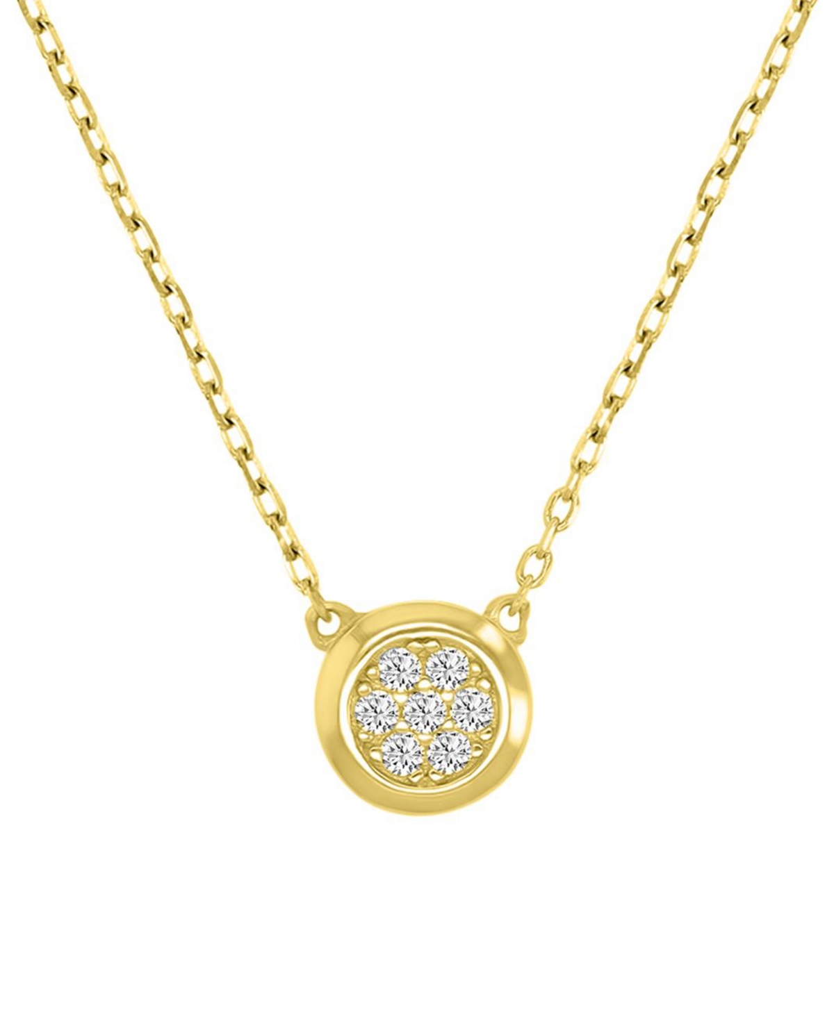 Macy's Cubic Zirconia Pave Circle Disc Pendant Necklace In 14k Gold-plated Sterling Silver, 18" In Yellow