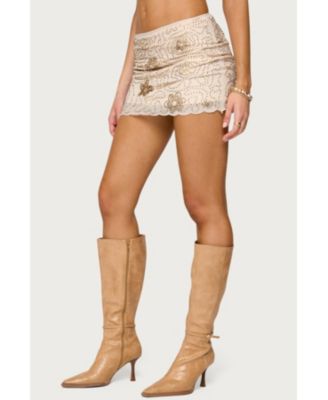 Womens Astrid Beaded Mini Skirt