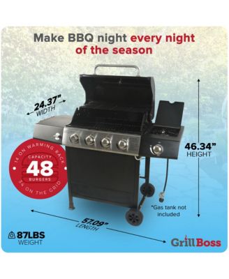 4-Burner Gas Grill with Side Burner, Cover, Shelves, & Bottle Opener