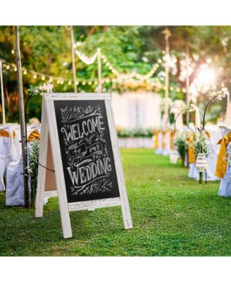40" x 20" A Frame Chalkboard Sign, Rustic Brown Double-Sided Magnetic Wooden Menu Board for Cafes, Sandwich Shops, Sidewalks, and Weddings