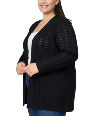 Plus Size Pointelle Cardigan Sweater
