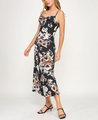 BCX Juniors' Sleeveless Satin Cowlneck A-Line Dress - Macy's