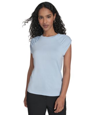 Calvin Klein - Women's Crewneck Ruched-Sleeve Top